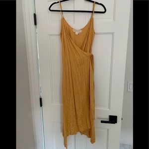 Saltwater Luxe Yellow Wrap Midi Dress Size S